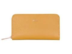Portofel Zevo dama galben mustar piele naturala